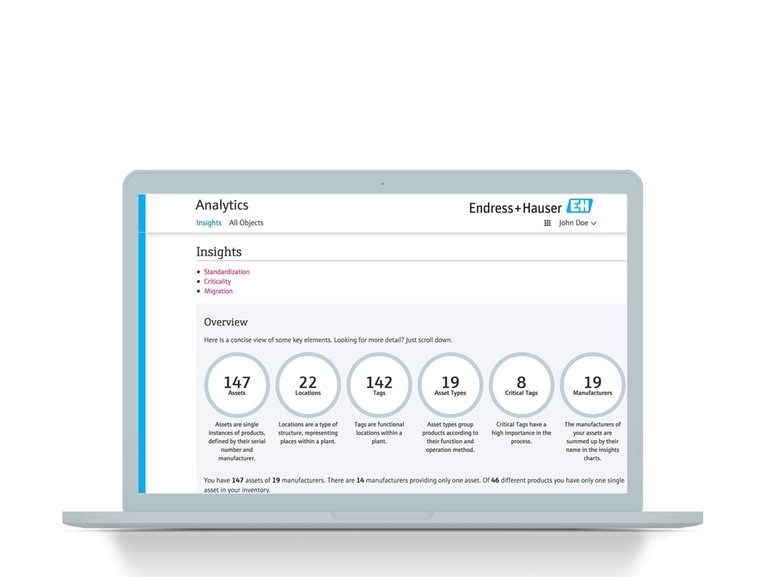 Netilion Analytics: notebook screenshot of the asset life cycle service's IIoT interface