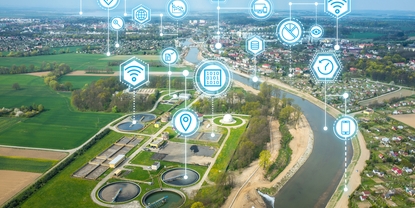 Instrumentpanel over Netilion Network Insights foran et vandreservoir