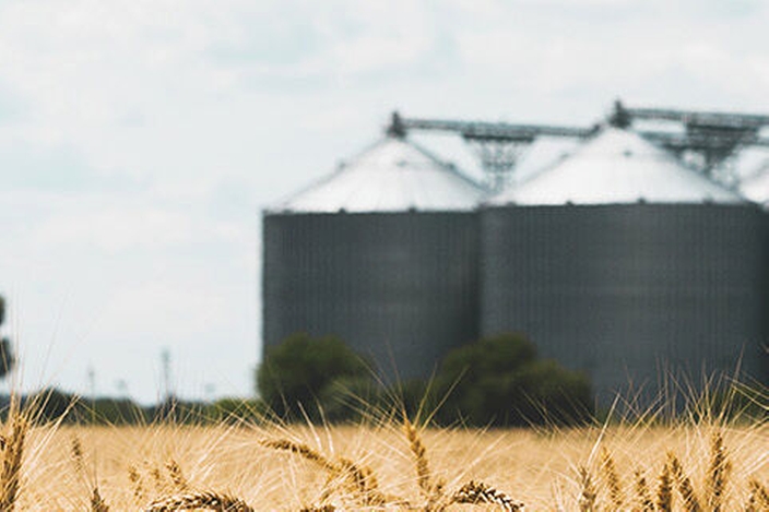A typical multi silo plant for food storage, for example  grain